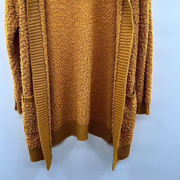 Bobbie Brooks Women's Open Front Popcorn Knit Cardigan Mustard Size Small - Picture 5 of 8